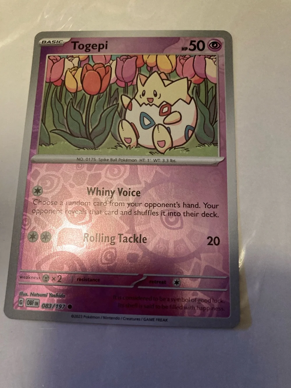Pokemon Togepi Pink Purple Trading Card